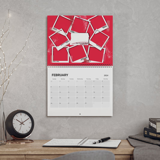 2024 Iconic Manifestation Standard Wall Calendar February month shown red background