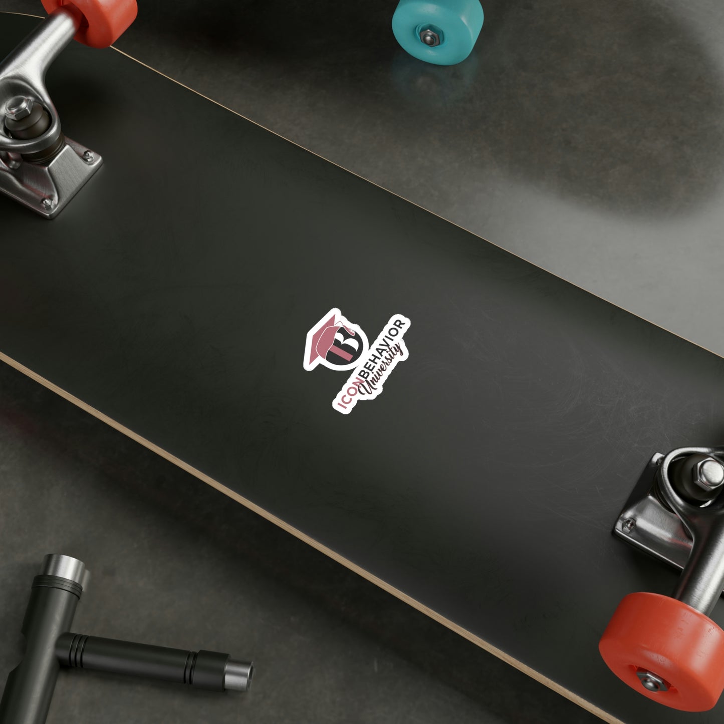 Free Icon Behavior University Vinyl Decal on skateboard 