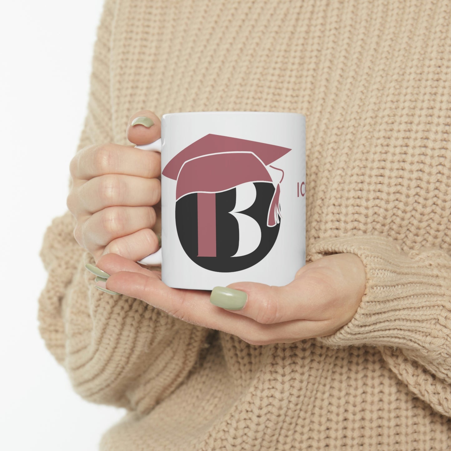 Lady Boss holding Icon Behavior University Mug